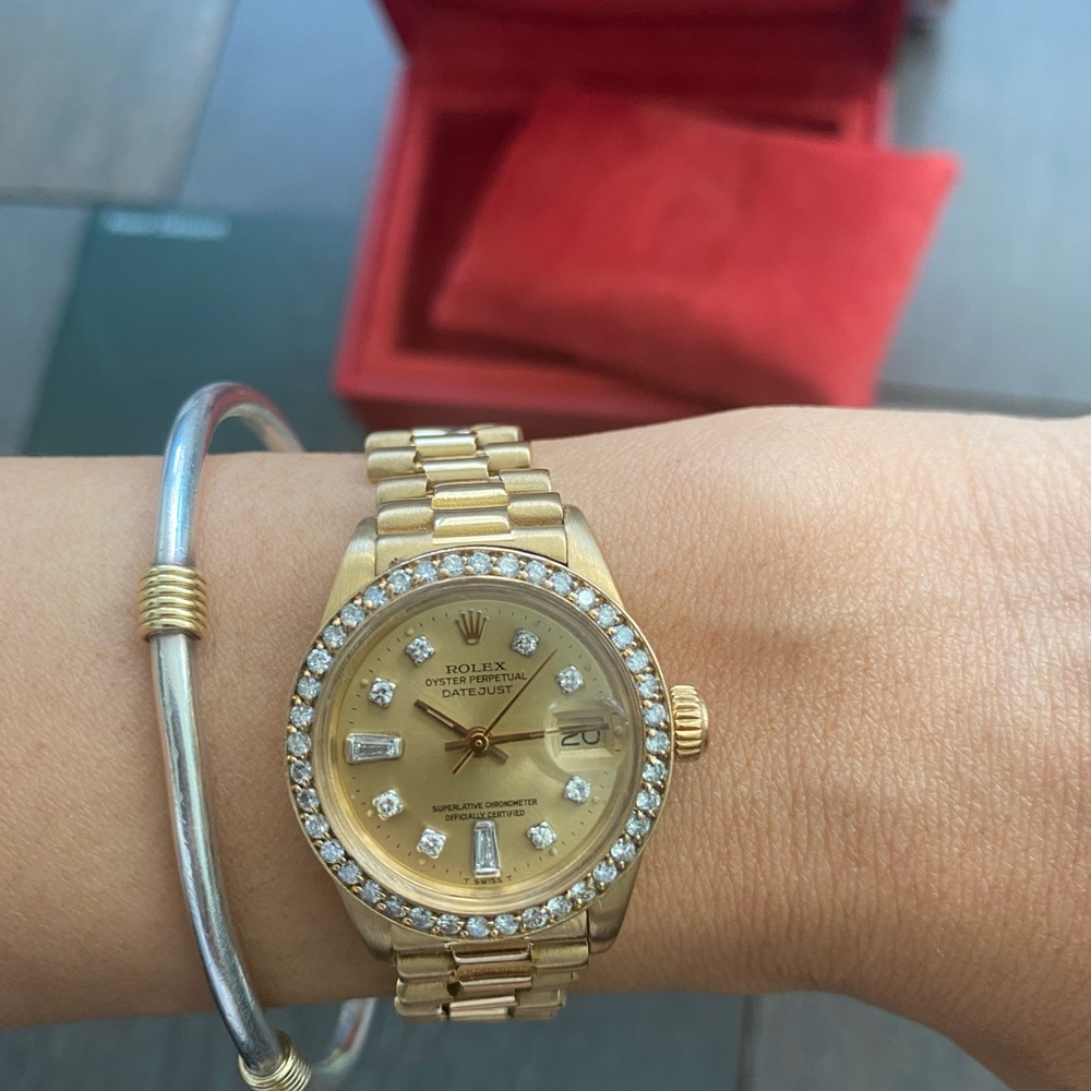 Vintage Rolex 18K yellow gold President Datejust Ladies Watch 26mm with diamonds - Picture 7 of 9